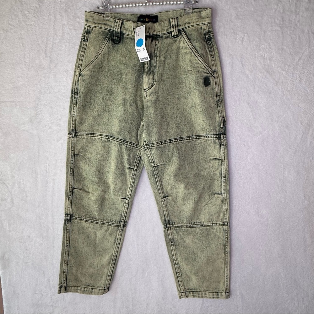 Teddy Fresh Pants Mens 28 Carpenter Denim Workwear Bear Patch Streetwear NWT